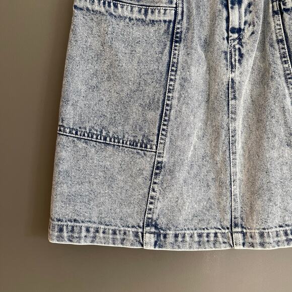 NWT SEA Betty Acid Wash Mini Skirt Size 2 Blue Denim High Waist Paperbag Chic - Picture 7 of 16